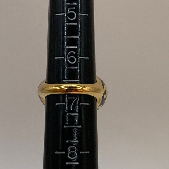 Black Enamel Gold Tone REBECCA Chunky Dome Swirl Pattern Ring Size 6.75 J728 - Picture 12 of 12